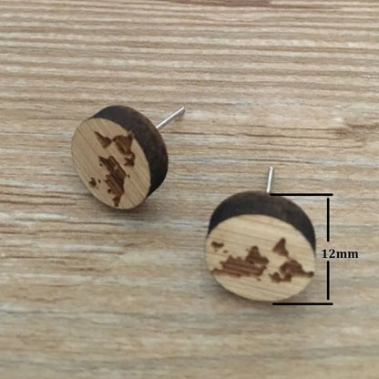 Fashion Round Wood Women'S Ear Studs 1 Pair