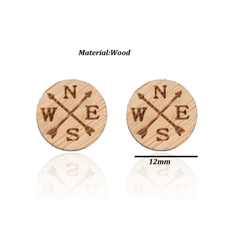 Fashion Round Wood Women'S Ear Studs 1 Pair