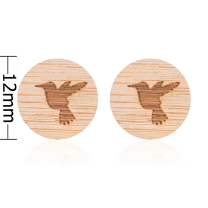 Fashion Round Wood Women'S Ear Studs 1 Pair