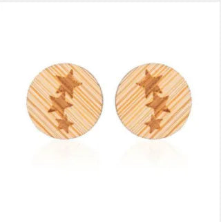 Fashion Round Wood Women'S Ear Studs 1 Pair