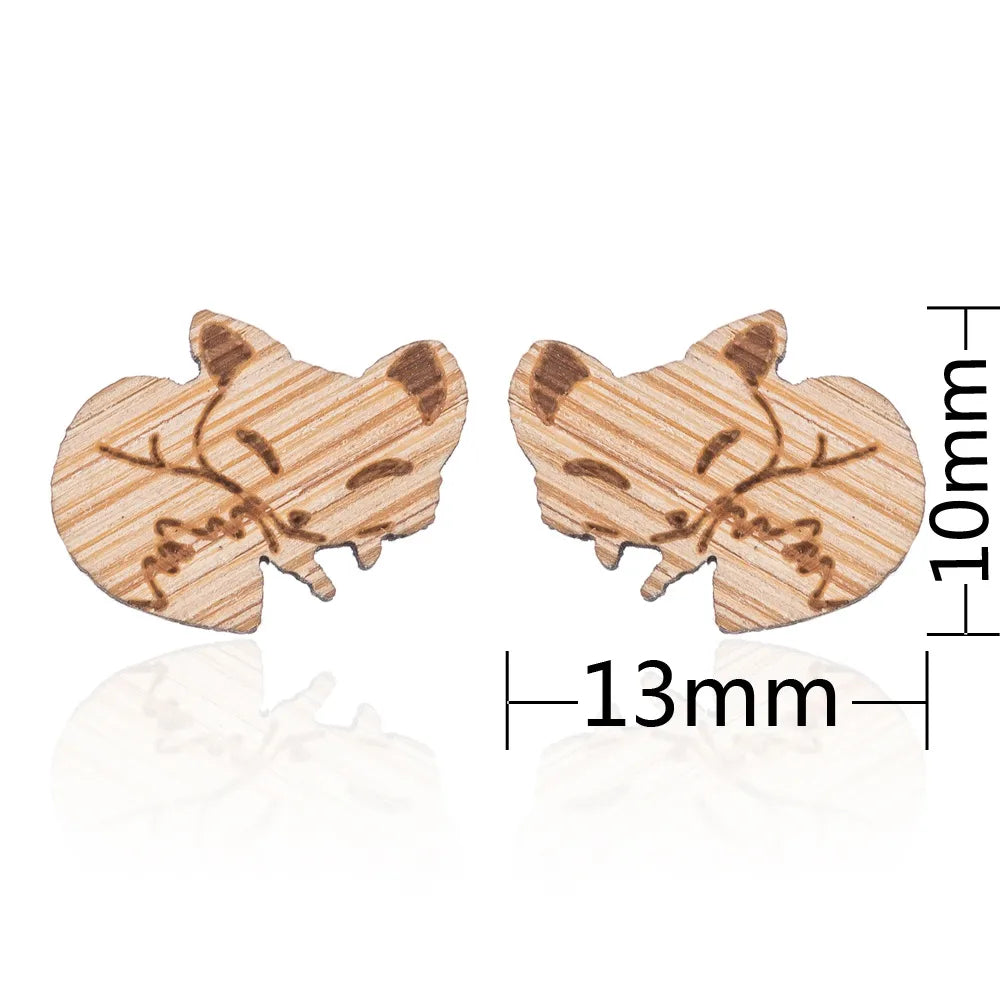 Fashion Round Wood Women'S Ear Studs 1 Pair