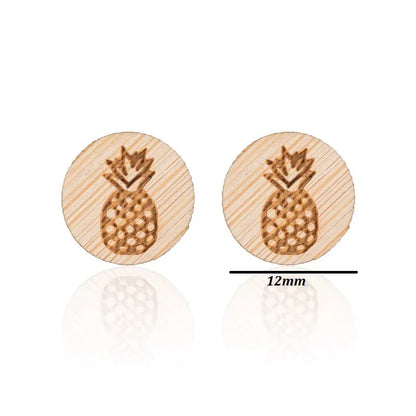 Fashion Round Wood Women'S Ear Studs 1 Pair