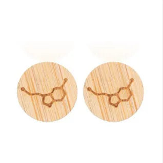 Fashion Round Wood Women'S Ear Studs 1 Pair