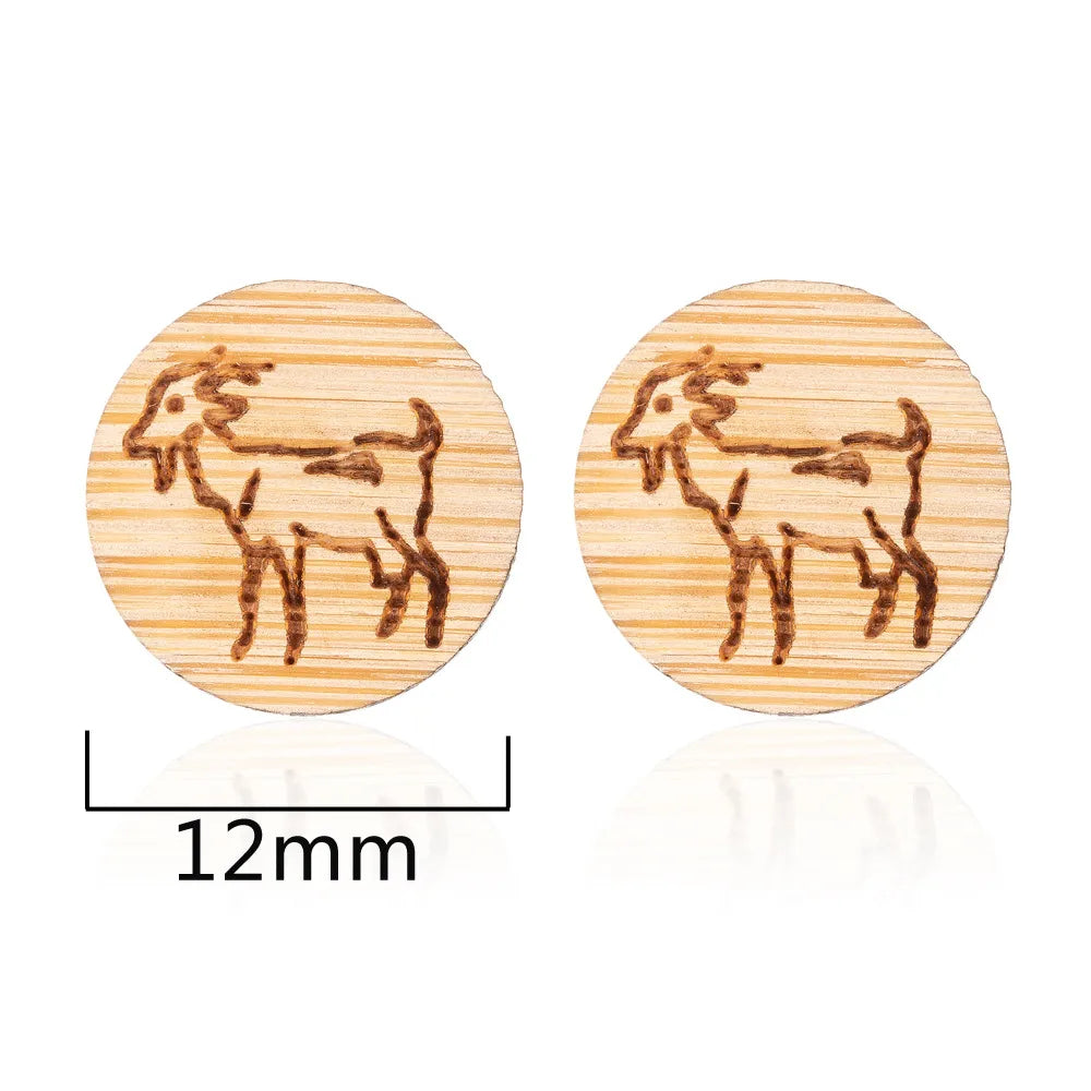 Fashion Round Wood Women'S Ear Studs 1 Pair