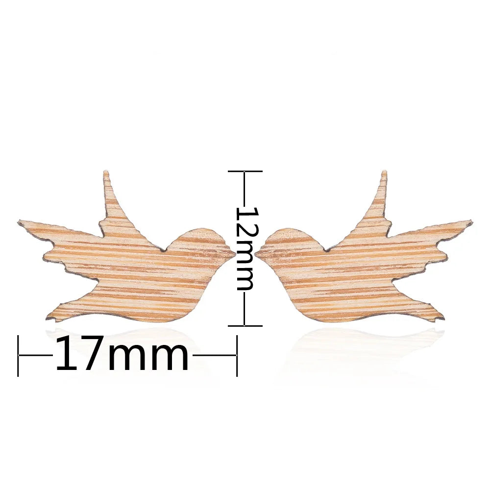 Fashion Round Wood Women'S Ear Studs 1 Pair