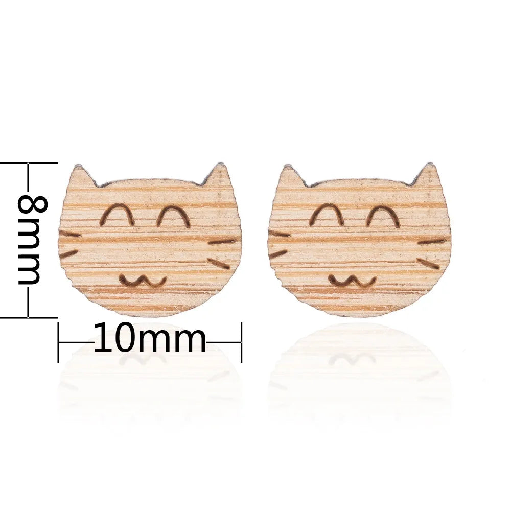 Fashion Round Wood Women'S Ear Studs 1 Pair