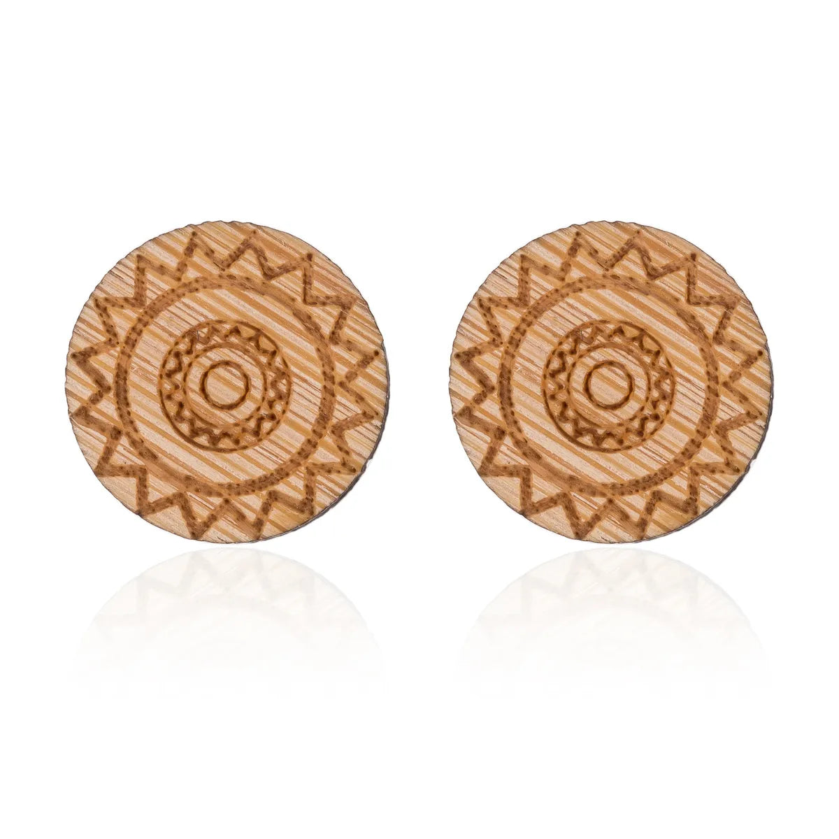 Fashion Round Wood Women'S Ear Studs 1 Pair