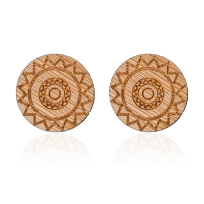 Fashion Round Wood Women'S Ear Studs 1 Pair