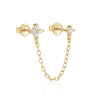 Fashion S925 Sterling Silver Geometric Tassel Diamond Embedded Connected Stacking Ear Line Earrings For Women
