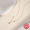 Fashion S925 Sterling Silver Light Blue Horse Eye Zircon Snowflake Stitched Fresh Necklace With Electroplating For Women