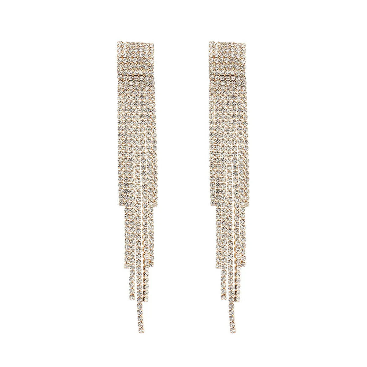 Fashion S925 Silver Needle Long Tassel Rhinestone Earrings For Women