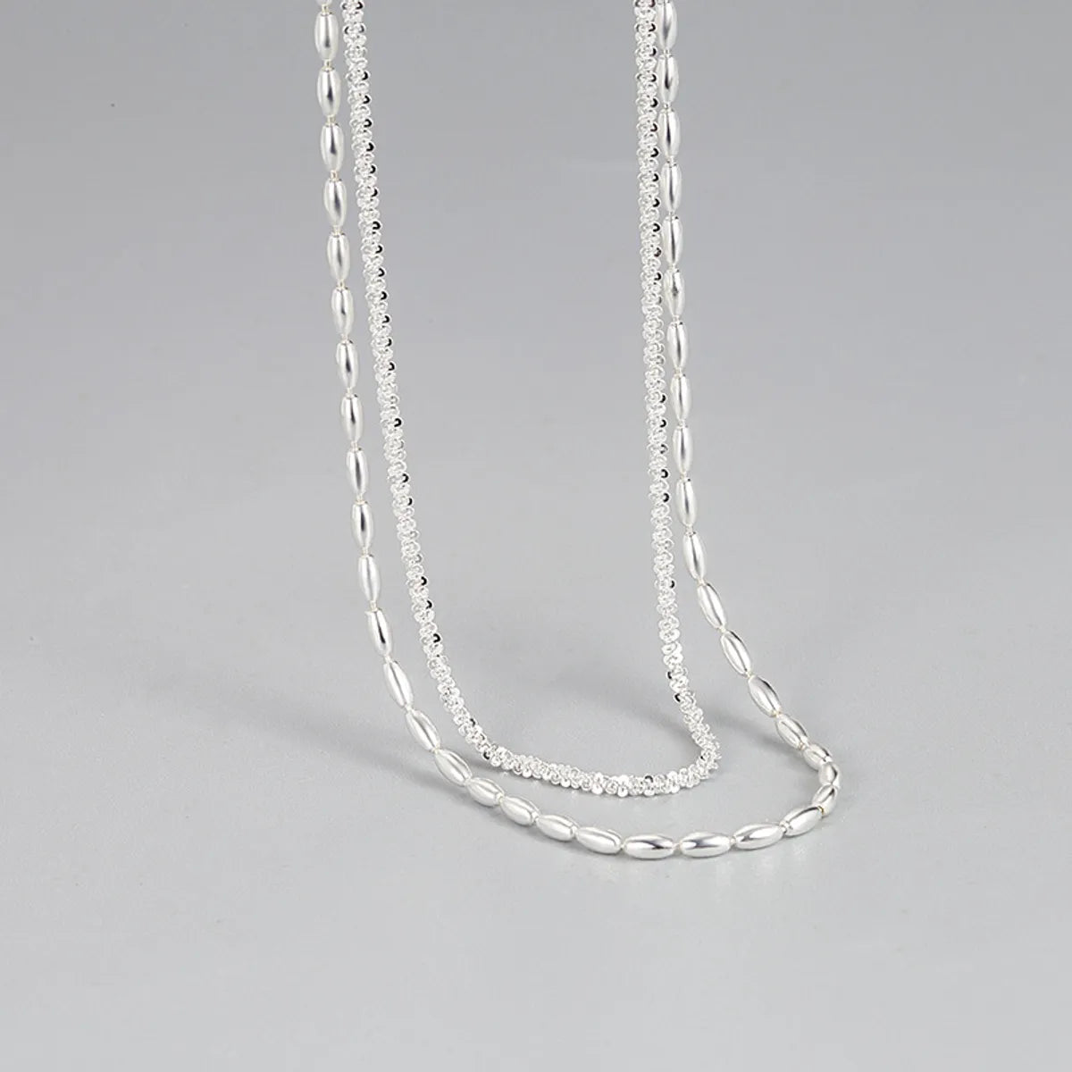 Fashion S925 Sterling Silver Double Layer Starry Rice Necklace Wholesale