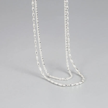 Fashion S925 Sterling Silver Double Layer Starry Rice Necklace Wholesale