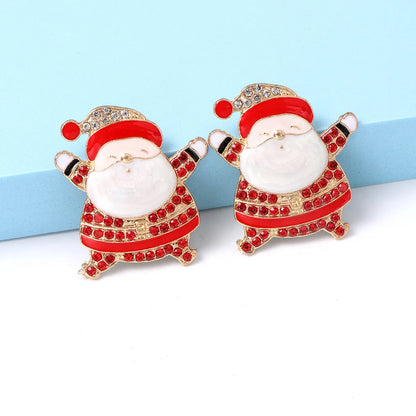 Fashion Santa Claus Alloy Inlay Rhinestones Women's Ear Studs 1 Pair