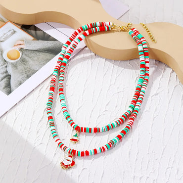 Fashion Santa Claus Beaded Alloy Plating Women'S Bracelets Necklace 1 Piece