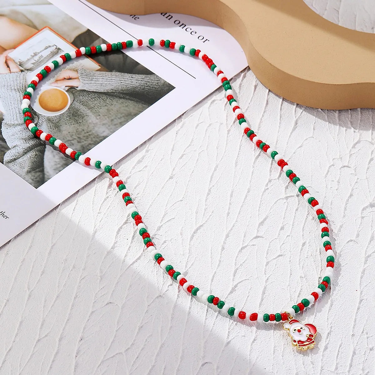 Fashion Santa Claus Beaded Alloy Plating Women'S Bracelets Necklace 1 Piece