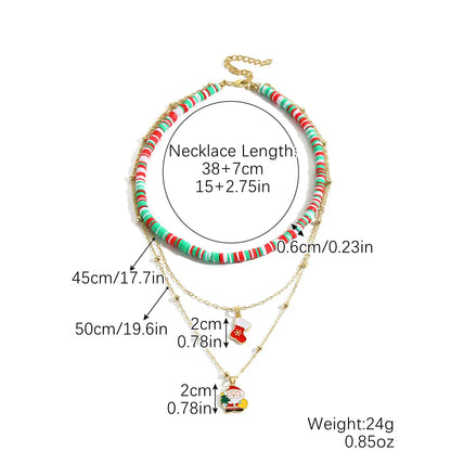 Fashion Santa Claus Beaded Alloy Plating Women'S Bracelets Necklace 1 Piece