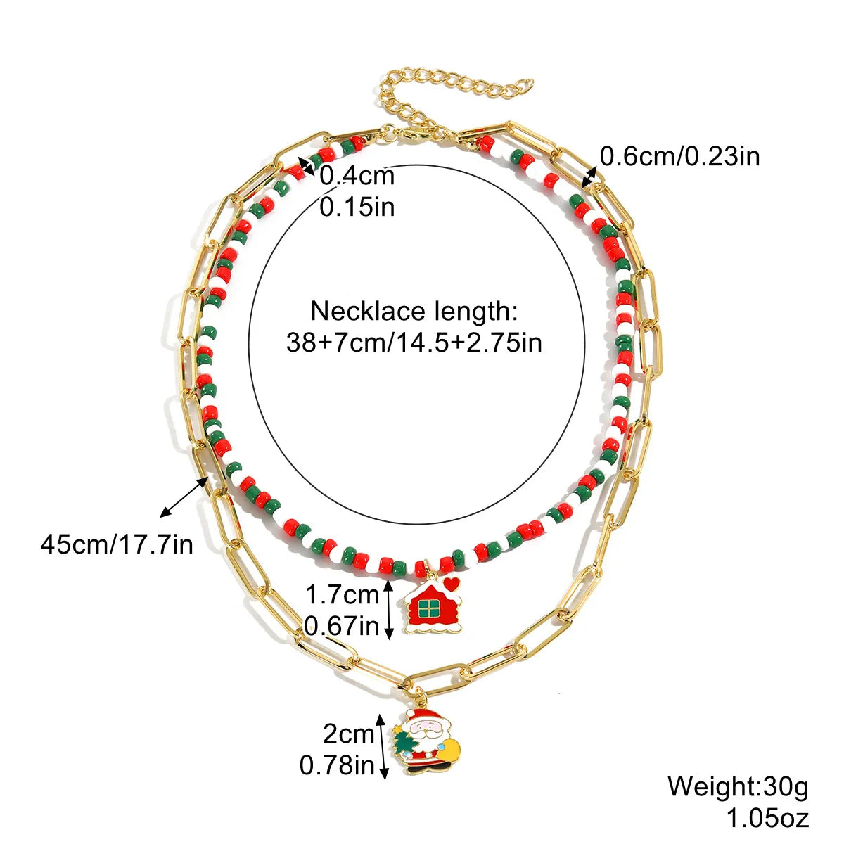 Fashion Santa Claus Beaded Alloy Plating Women'S Bracelets Necklace 1 Piece