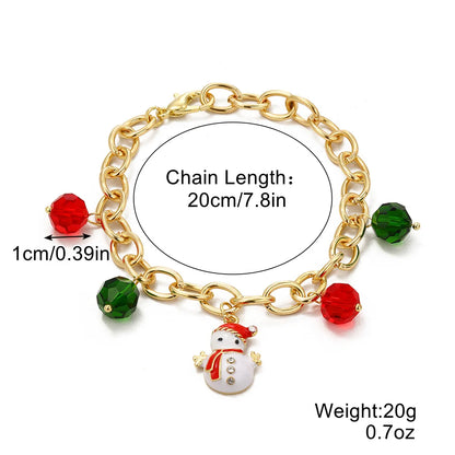 Fashion Santa Claus Beaded Alloy Plating Women'S Bracelets Necklace 1 Piece