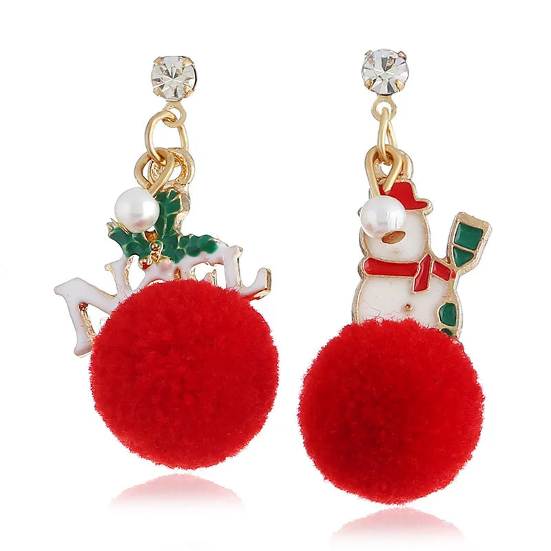 Fashion Santa Claus Christmas Socks Bell Alloy Pearl Inlay Rhinestones Women'S Drop Earrings 1 Pair