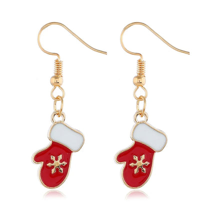 Fashion Santa Claus Christmas Socks Bell Alloy Pearl Inlay Rhinestones Women'S Drop Earrings 1 Pair