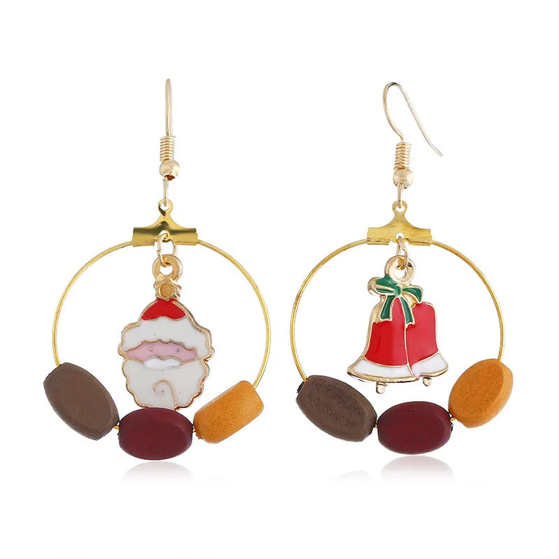 Fashion Santa Claus Christmas Socks Bell Alloy Pearl Inlay Rhinestones Women'S Drop Earrings 1 Pair