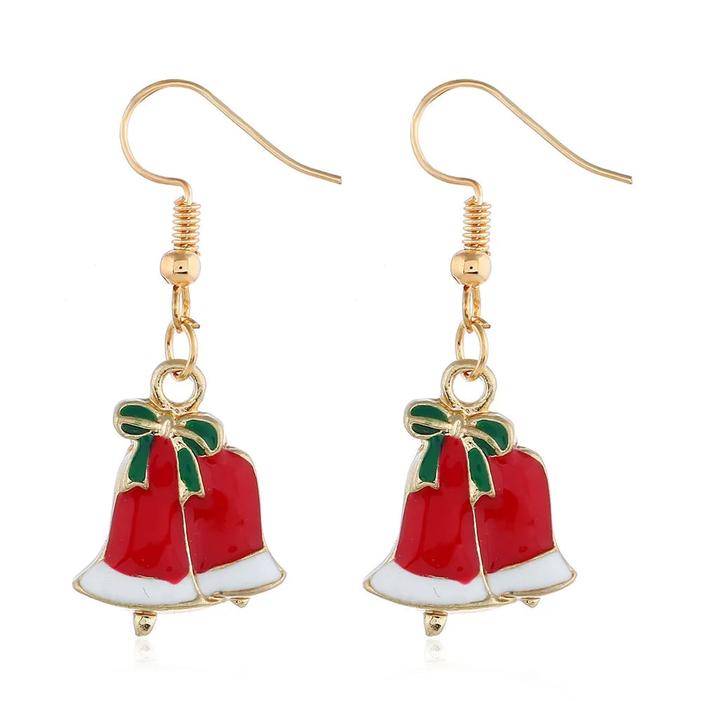 Fashion Santa Claus Christmas Socks Bell Alloy Pearl Inlay Rhinestones Women'S Drop Earrings 1 Pair