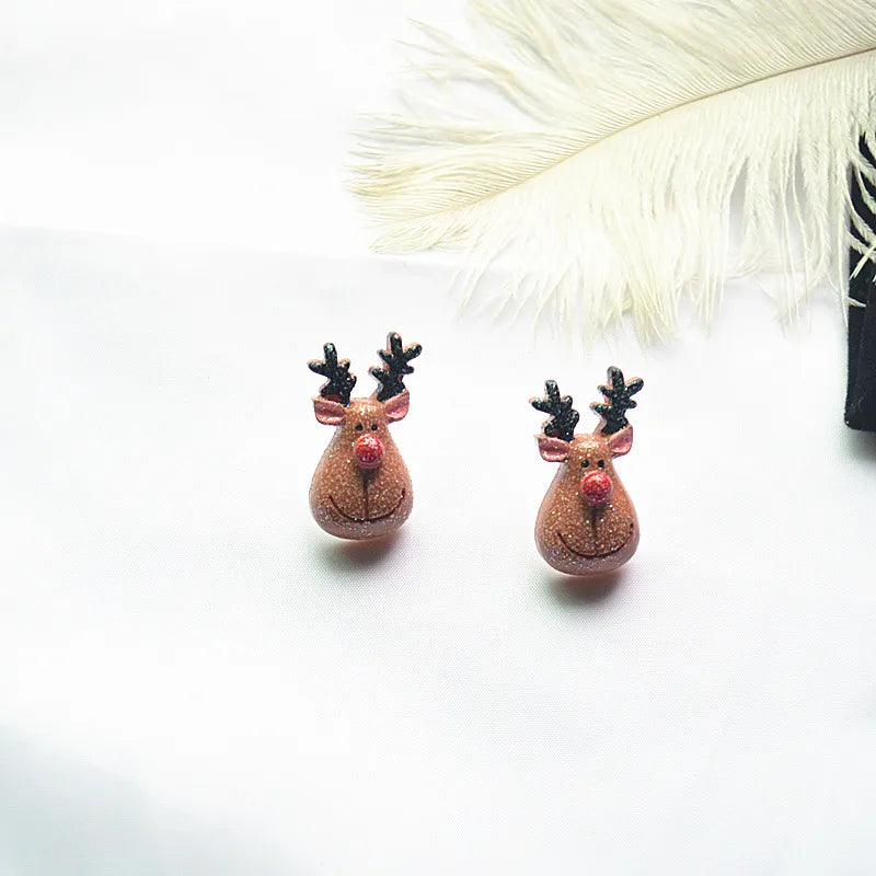 Fashion Santa Claus Elk Resin Women'S Ear Studs 1 Pair