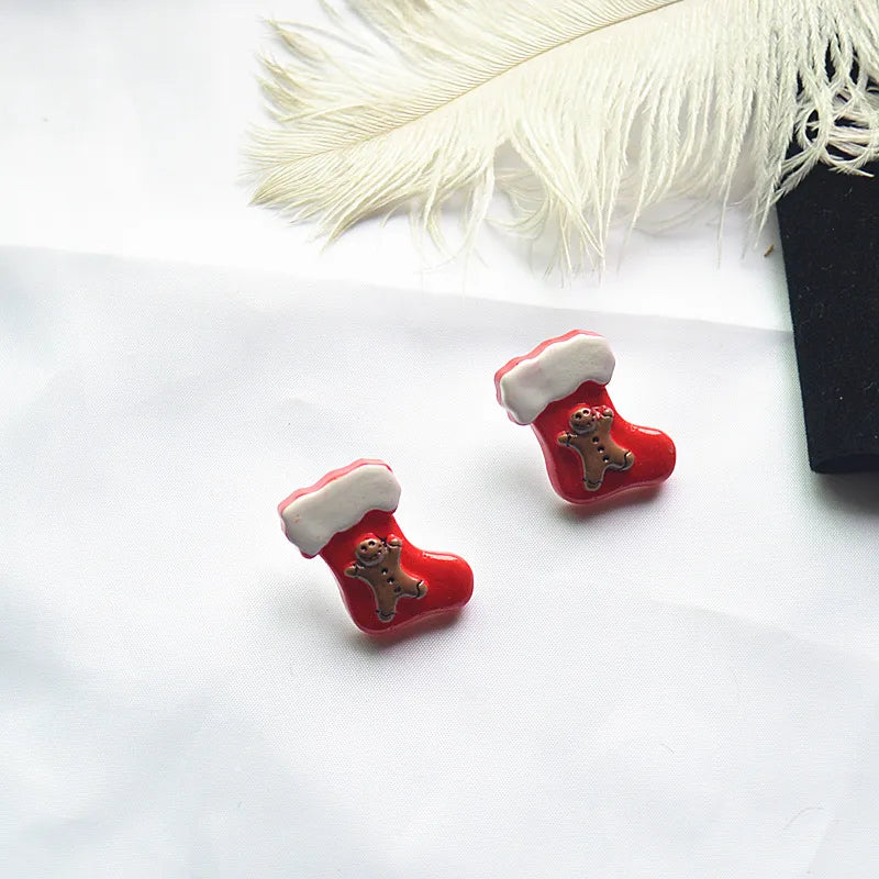 Fashion Santa Claus Elk Resin Women'S Ear Studs 1 Pair