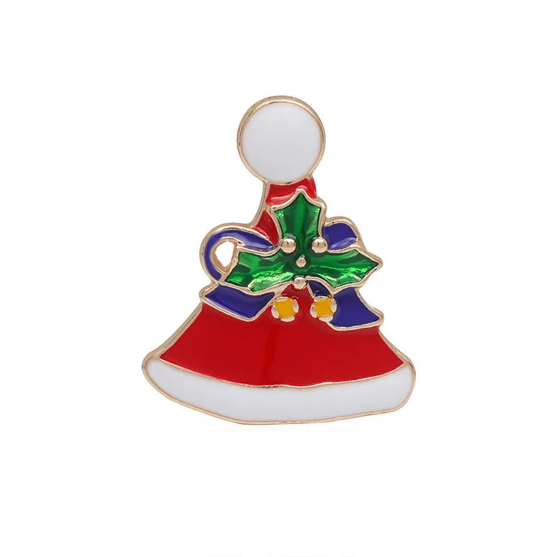 Fashion Santa Claus Gift Box Snowman Alloy Enamel Inlay Rhinestones Unisex Brooches