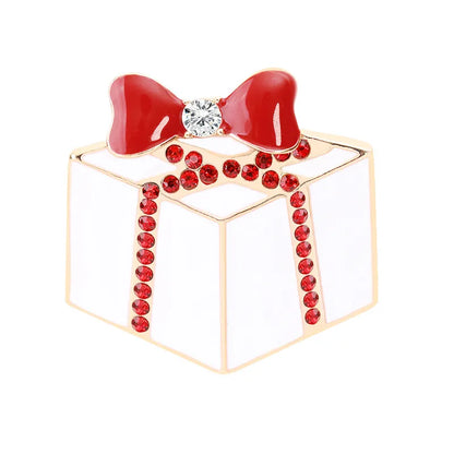 Fashion Santa Claus Gift Box Snowman Alloy Enamel Inlay Rhinestones Unisex Brooches