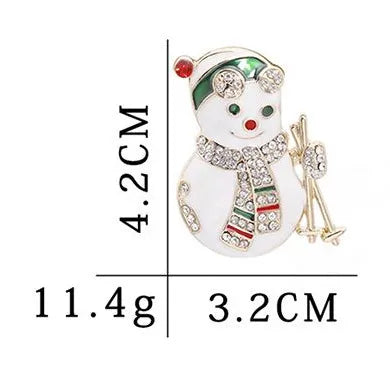 Fashion Santa Claus Gift Box Snowman Alloy Enamel Inlay Rhinestones Unisex Brooches