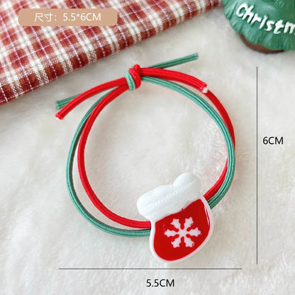 Fashion Santa Claus Gingerbread Snowman Elastic String Handmade Hair Tie 1 Piece