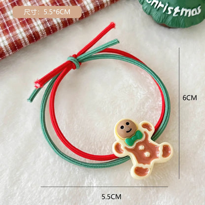 Fashion Santa Claus Gingerbread Snowman Elastic String Handmade Hair Tie 1 Piece