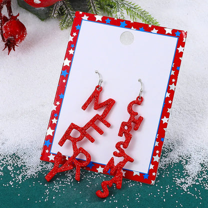 1 Pair Fashion Santa Claus Letter Enamel Inlay Alloy Artificial Gemstones Drop Earrings