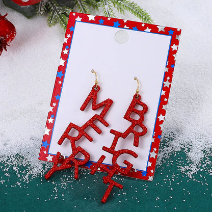 1 Pair Fashion Santa Claus Letter Enamel Inlay Alloy Artificial Gemstones Drop Earrings