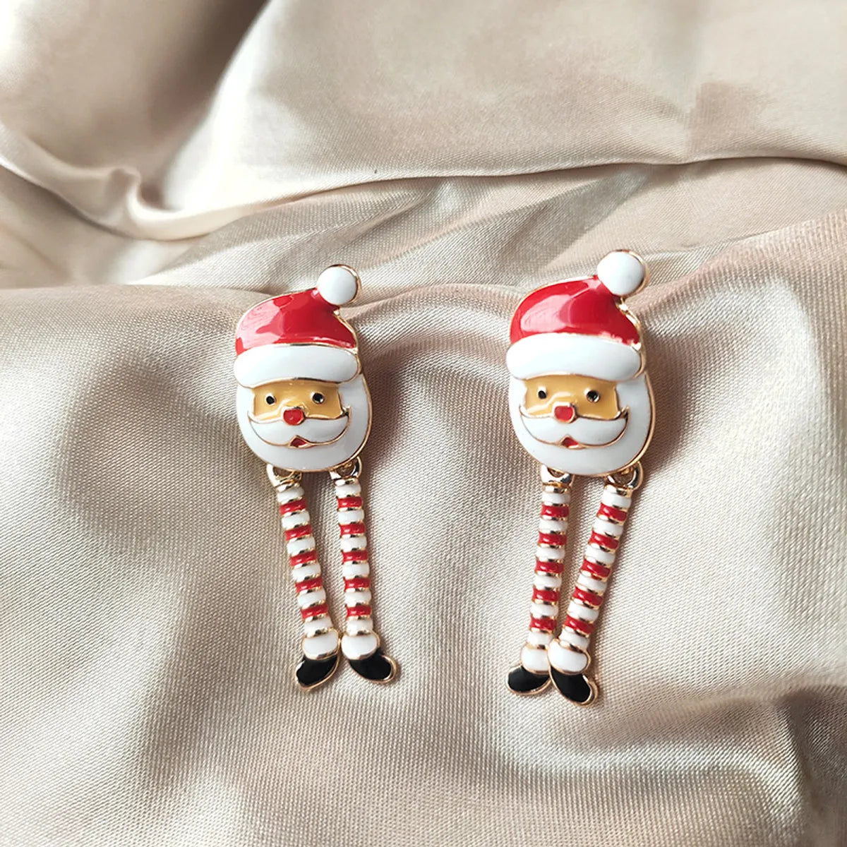 Fashion Santa Claus Stripe Alloy Enamel Women's Drop Earrings 1 Pair