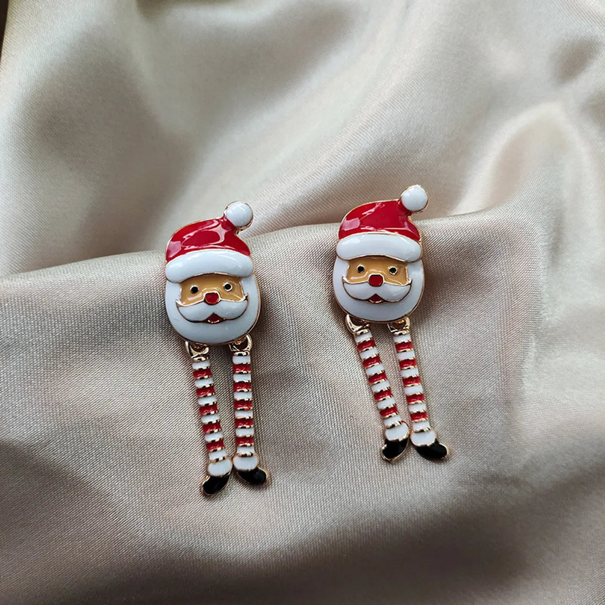 Fashion Santa Claus Stripe Alloy Enamel Women's Drop Earrings 1 Pair