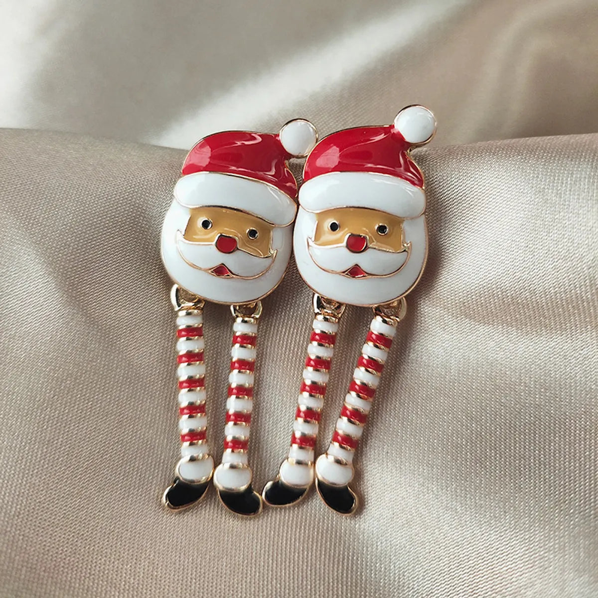 Fashion Santa Claus Stripe Alloy Enamel Women's Drop Earrings 1 Pair