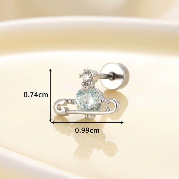 Fashion Saturn Ear Studs Titanium Steel With Flower Pattern Electroplating For Unisex