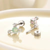 Fashion Saturn Ear Studs Titanium Steel With Flower Pattern Electroplating For Unisex