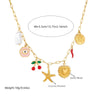 Fashion Seaside Resort Style Stainless Steel Necklace With Star Shape And Star Pattern Electroplated For Women