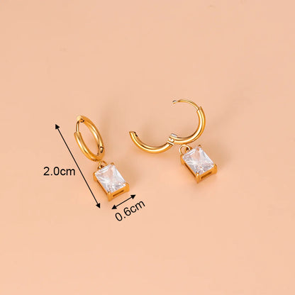 Fashion Sector Heart Shape Stainless Steel Titanium Steel Gold Plated Tassel Gold Plated Inlay Zircon Drop Earrings 1 Pair