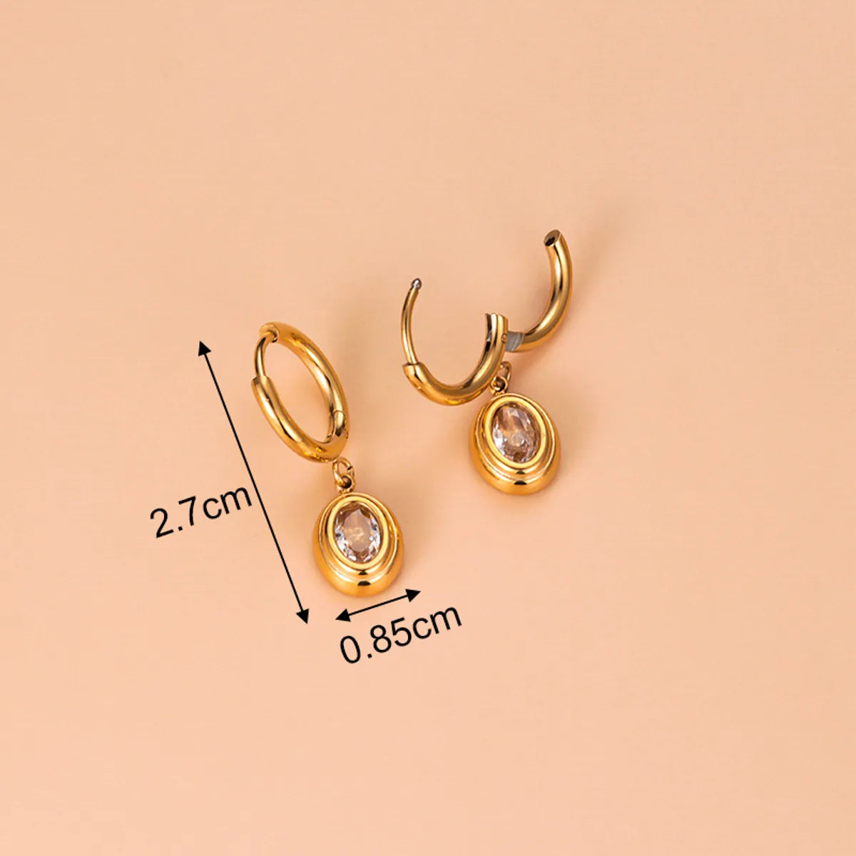 Fashion Sector Heart Shape Stainless Steel Titanium Steel Gold Plated Tassel Gold Plated Inlay Zircon Drop Earrings 1 Pair