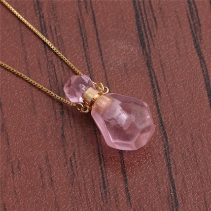 Fashion Semi-Precious Stone Flame-Shaped Perfume Bottle Alloy Necklace Wholesale