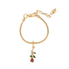 Fashion Sense Little Fresh Strawberry Cherry Fruit Series Brass Bracelet With Pendant Electroplated