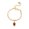 Fashion Sense Little Fresh Strawberry Cherry Fruit Series Brass Bracelet With Pendant Electroplated