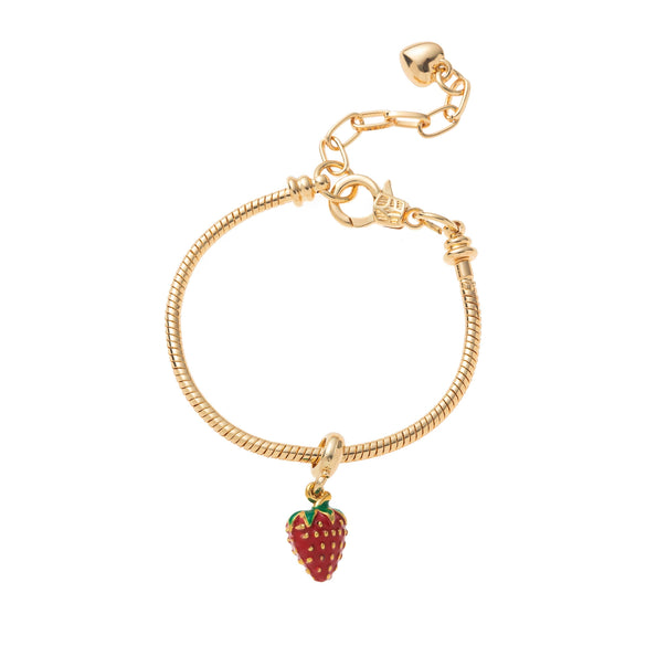 Fashion Sense Little Fresh Strawberry Cherry Fruit Series Brass Bracelet With Pendant Electroplated