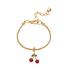 Fashion Sense Little Fresh Strawberry Cherry Fruit Series Brass Bracelet With Pendant Electroplated
