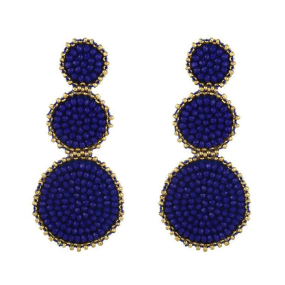 Fashion-shaped Round Mosaic Rice Beads Imitated Crystal Earrings Nhas132599